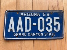 1959 Arizona License Plate - MVD YOM Clear picture