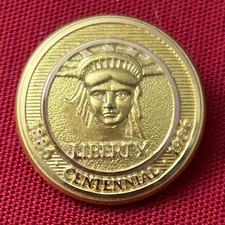 Vintage Metal LADY OF LIBERTY 1886-1986 CENTENNIAL Button #1518 picture
