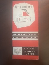 Vintage SS United States Lines S. S. United States Miniature Deck Plan 1963 picture