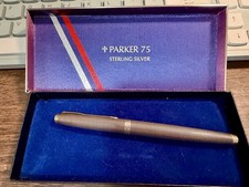VTG 1964-81 Parker 75 Cisele Sterling Silver Cap & Barrel Ink Pen w/Orig Box USA picture