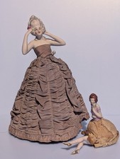 2x Antique c1920s Art Deco Porcelain Lady Pin Cushion Pin Cushion Half Dolls picture