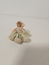 Vintage Crown N Porcelain Lace Lady Figurine Miniature 2 1/8