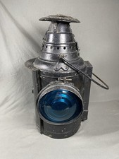 UNCOMMON ANTIQUE DRESSEL RAILWAY LAMP BLUE LENS LANTERN CCF & I CO. RAILROAD picture