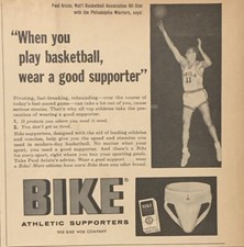 1956 Bike Athletic Supporter PRINT AD Paul Arizin Philadelphia Warriors VTG 50s picture
