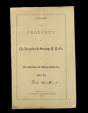 Antique Lease Rensselaer Saratoga R.R Delaware Hudson Canal 1871 Rare NY History picture