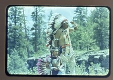 Vtg 1950s Anscochrome Slide Native American Chief Child Headdress AZ picture