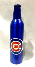 BUDWEISER CHICAGO CUBS ALUMINUM BEER BOTTLE WITH CAP - NEW - EMPTY picture