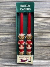 Vintage Kandy’s Folk Art Kurt Adler Teddy Bear Christmas Candle Pair 2pk Holiday picture