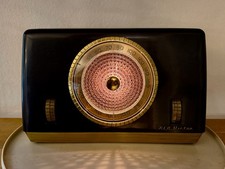 Iconic 1948 RCA Victor 8X681 “Golden Throat” Brown Bakelite LIT Tube Radio Works picture
