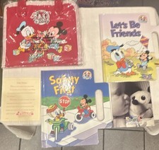 Disney Babies Out & Around Board Books 1991 Set w/ Mickey Tote, Let’s Be Friends picture