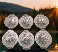 6 KIG Glass Clear Frosted Satin Bowl Handled  Floral Rose 6.75''W  2.5''H picture