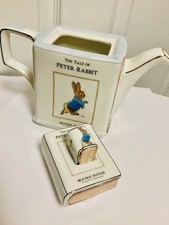James Sadler The Tale of Peter Rabbit Beatrix Potter Library Teapot Excellent 💛 picture