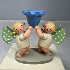 Vintage Wendt & Kühn 11-Dot Angel Candle Holder Blue Flower 1949-72 Germany picture