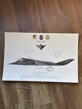 Signed F-117A Nighthawk Stealth Fighter Squadron Print - 9th FS - Bandit Pilots picture