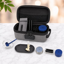 Lockable Smell Proof Bag Gray Odor Proof Travel Case Combo Lock Carbon Lined picture