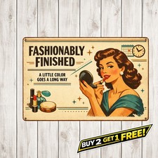 Retro Lipstick Makeup Quote Art Retro Metal Wall Plaque 8x12 picture