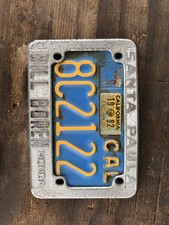 1970s California Motorcycle License Plate & Frame picture