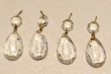 4 - Vtg - Clear Crystal Acrylic Faceted - Tear Drop Hanging Prism Parts - 2 in picture