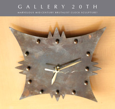 RARE CUSTOM MID CENTURY MODERN ART BRUTALIST WALL CLOCK BERTOIA VTG 50's BOHO picture