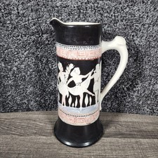 Vintage 1959 Garland Ceramics Pitcher Ewer Hand Painted Greco Roman Dancers picture