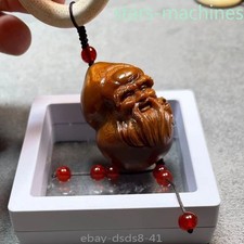 Olive Nut Hand Carved God Of Longevity Statue Pendant Chain Bead Decor picture