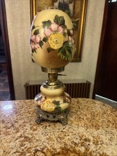 Gorgeous Vintage Gone With The Wind Hurricane 3-way parlor lamp 20” tall picture