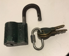 Vintage Yale Padlock w 2 Keys – Working Lock Industrial Green Steampunk picture