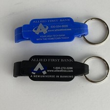 Allied First Bank Lot of 2 Keychain Bottle Openers 2.5 in Long picture