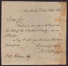 WILLIAM CULLEN BRYANT - AUTOGRAPH LETTER SIGNED 10/12/1863 picture