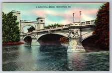 Bridge Emrichville Indianapolis Indiana Linen Postcard picture