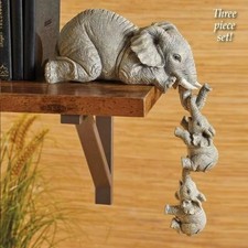 3Pcs Elephant Figurines Set Resin Crafts Cute Elephant Holding Baby Home Decor picture