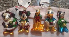 NIB 2006 DISNEY SHOPPING SET OF 5 HAND BLOWN GLASS ORNAMENTS picture