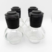 Glasbake Hottle Bottle Carafe Clear Glass Coffee Tea w/ Black Lids set Of 4 picture