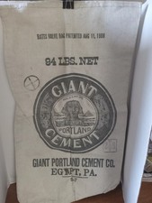 Egypt PA Giant Portland Cement Company Cloth Bag Sphinx Pat 1908 94LB 16