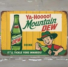 Mountain Dew Ya-hooo 8 x 12 Vintage Novelty Metal Sign Made In USA New picture