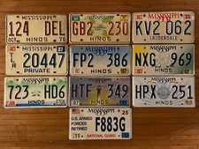Vintage Mississippi License Plates - Lot of 10 - Random Designs 1970's-2010's picture