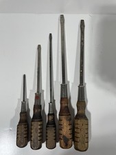 Vintage Irwin Perfect Handle Screwdriver Lot of 5 USA Made Wood Handle picture