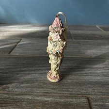 Vintage Ceramic Pink Santa Claus Ornament Floral Beard Christmas Holiday Decor picture