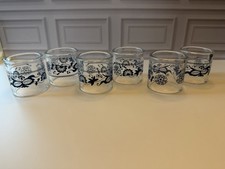 Vtg PYREX COMPATIBLES GLASS NAPKIN RINGS OLD TOWN BLUE Onion Set  OF 6 picture