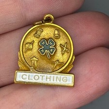 Vtg 4-H Clothing Achievement Coats & Clark Medal Charm Pendant Fob 4H picture