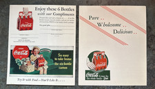 Lot of 3 Vintage Coca Cola Advertising Carton Insert Coupon for FREE COKE picture