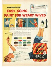 1953 Gold Bond Paint Vintage Ad Weary Wives DIY 1950s Home Decor Colors picture