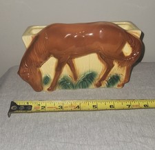 BROWN HORSE GRAZING YELLOW FENCE PLANTER 7