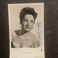 Vintage Postcard Cinema Valerie French Autograph Signature Dedication picture