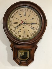 ANTIQUE E. INGRAHAM DEW DROP CALANDER WALL CLOCK, VERY CLEAN AND RUNNING picture