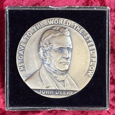 1837 - 1937 John Deere Centennial Bronze Medal Paperweight Medallion picture