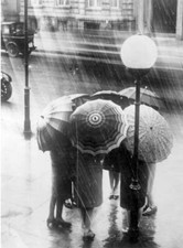 Group of women stand underneath umbrellas in rain 1928 OLD PHOTO picture