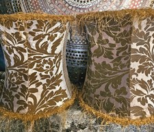 Pair 60s VTG Floral Drum Fabric Lamp Shades Retro Botanical MCM 12