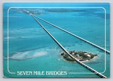 Florida Keys Seven Mile Bridges Aerial View Postcard 1993 Fort Myers Postmark picture