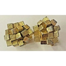 Nugget Theme Cufflinks Set 18K Yellow Gold Over Cuff-links Blocks Cubes For Men picture